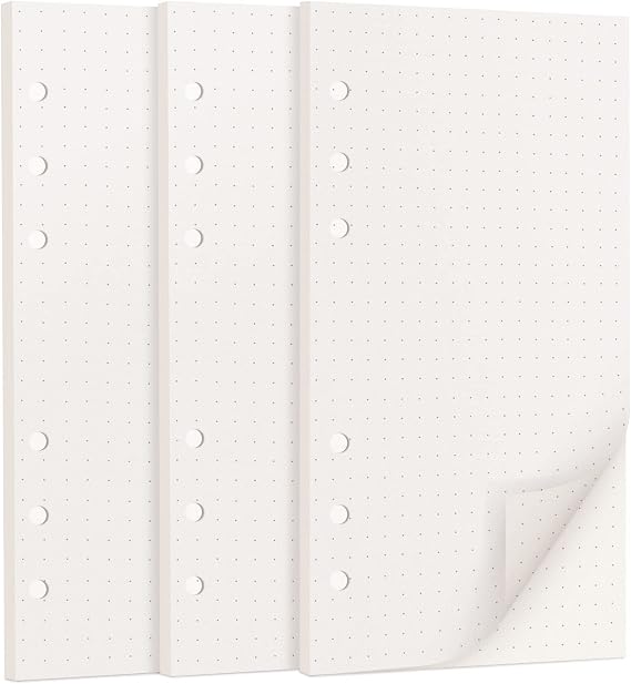 135 Sheets A6 Paper Polka Dots, 6 Holes A6 Refill Inserts Loose Note Paper A6 Refill Paper for 6 Ring Binder Notebook, Diary, Sketch, Painting Stationery