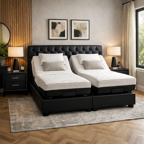 Luxury Adjustable Mobility Platinum Bed With headboard And Mattress (Grey, 5ft king size)