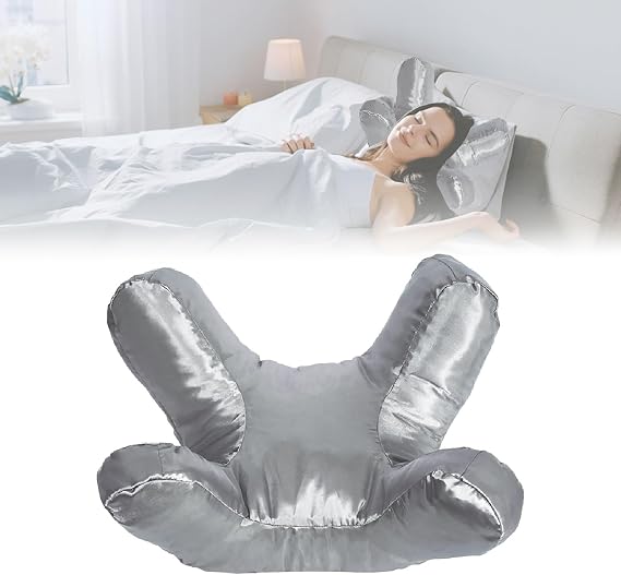 Anti Aging Bed Pillow, Flawless Face Pillow for Keeps Facial Skin Smooth Prevents Facial Wrinkles and Sleep Lines(Grey)