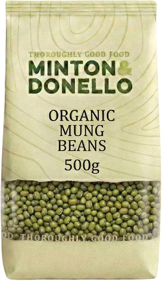 Minton & Donello Organic Mung Beans 500g – Versatile Green Gram for Soups, Curries & Salads, Naturally Protein-Rich, Wholesome Pantry Staple for Healthy Everyday Cooking