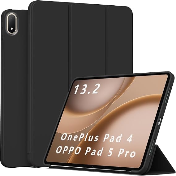 Case Compatible with OnePlus Pad 4 13.2, Stand Feature TPU Anti-scratch Protective, Ultra Thin Smart Cover Kickstand-Black
