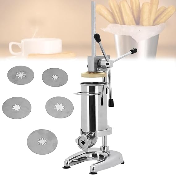 2l 3l Churros Maker Machine Manual Churro Maker, Stainless Steel Commercial Donut Maker, With 5 Molds, For Restaurants, Cafeterias, And Bakeries 2L