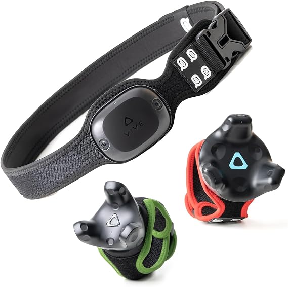 QOi Trackerstraps for Vive Tracker 3.0, 2.0, Tundra Tracker, Vive UltimateTracker Empower Full Body Tracking in VR Chat,and Other FBT Apps(Tracker Sold Separately) 1XBelt 2XShort Band Green and Red