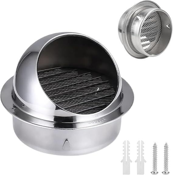 120 mm Ventilation Grille, Kitchen Extractor Cover, Ventilation Grilles, Fireplace Grate, Round Ventilation Grate, Extractor Hood Grate, Kitchen Fume Extractor Outlet, with Mosquito Net