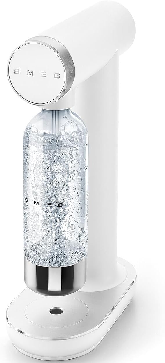 Smeg SKC01WHM Soda Yapıcı, Kaymaz Ayaklar, Yer Tasarruflu Tasarım, 800 ml, Mat Beyaz