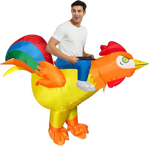 Poptrend Inflatable Chicken Costume for Adult Kids, Halloween Chicken Blow up Costumes Men Women Funny Fancy Dress Party Costumes