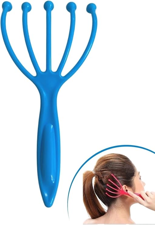 BUFFER® Çok Fonksiyonlu 5 Uçlu Bilyeli Baş Boyun Bacak Kol Masaj Aleti Stres Alıcı Ve Rahatlatıcı Kafa Masaj Aparatı (Mavi)