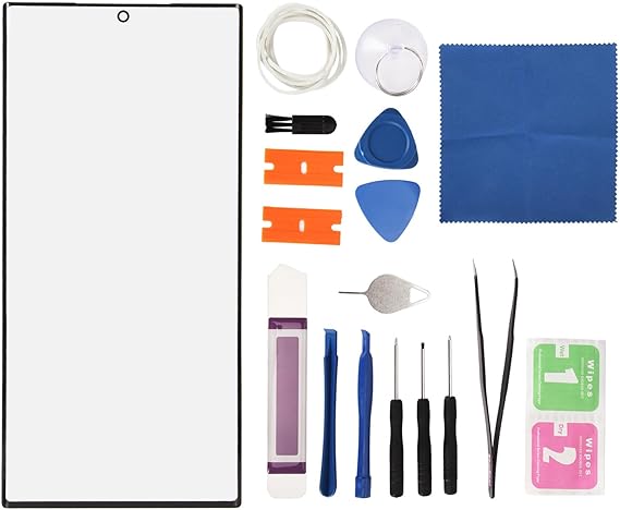Screen Replacement for Samsung Galaxy S23 Ultra Smartphone, Phone Screen Assembly Front Outer Lens Glass Screen Replacement Kit with Repair Tools