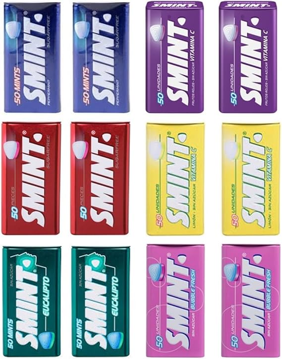 SMINT Mint Mix | 12 Boxes | Mint | Lemon | Strawberry | Berries | Bubblefresh | Eucalyptus | Sugar Free