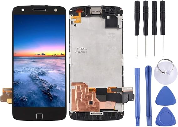Replacement LCD Display LCD Screen and Digitizer Full Assembly with Frame Compatible for Motorola Moto Z Force XT1650-02(Black) Mobile Phone Screen Repair Parts (Color : Black)