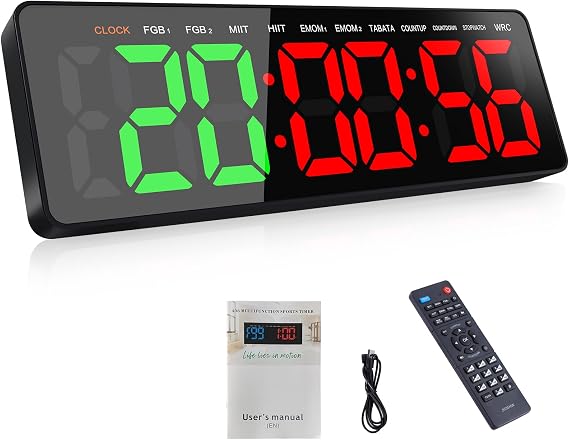 16.5" Gym Timer Clock, Interval Timer with Stopwatch