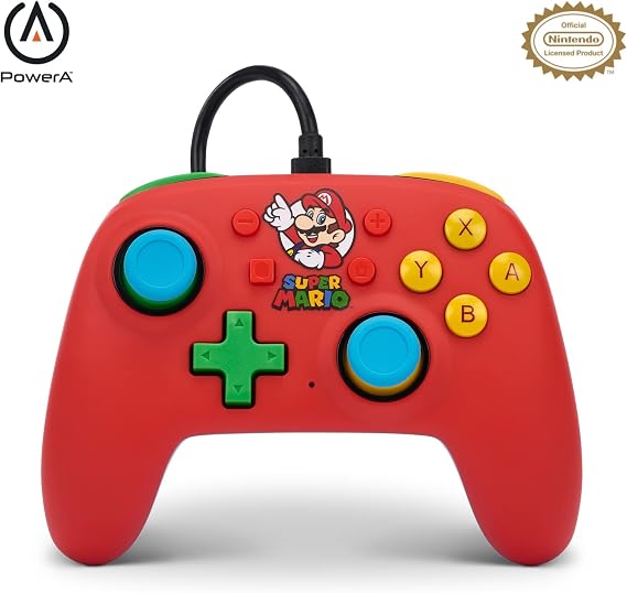 PowerA Nano Wired Controller for Nintendo Switch OLED - Mario Medley, Gamepad, Officially Licensed
