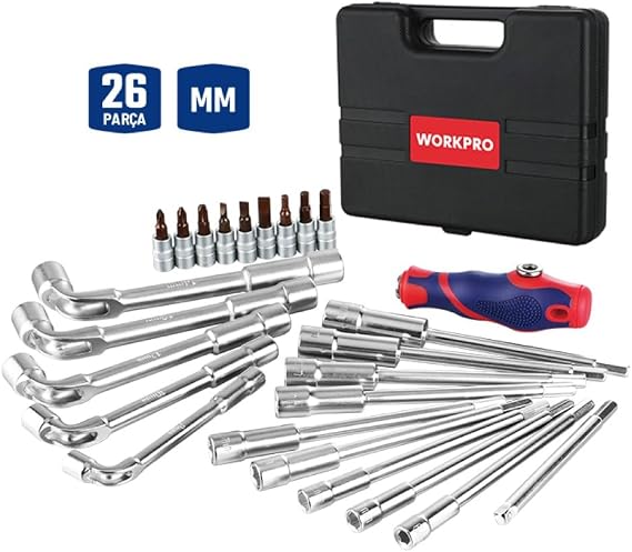 WORKPRO WP204003 26 Parça Cr-V Profesyonel Motosiklet Tamir Alet Seti