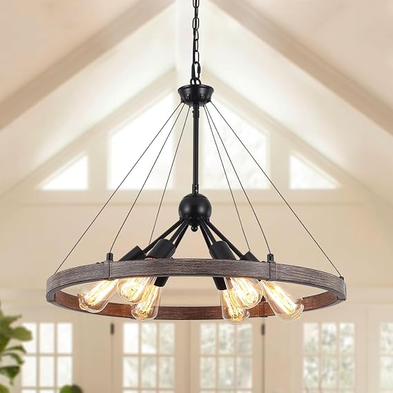 6 Lights Industrial Rustic Black Chandelier Ceiling Lights Living Room