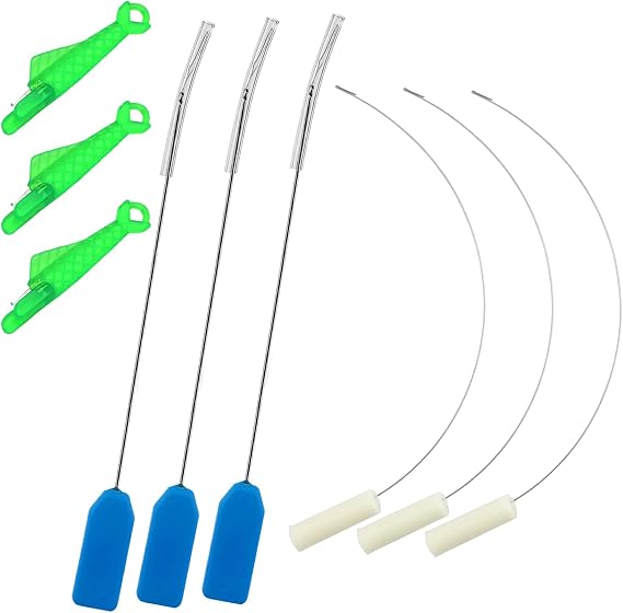 Overlock Needle Threader Set with 3 Fish Needle Threaders Looper Threader and Overlock Needle Threader Needle Threading Tool for Sewing Machine Hand Sewing (9pcs)