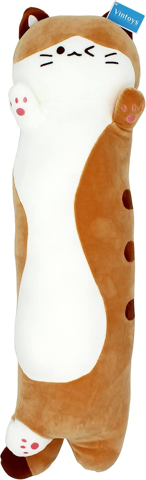 Sleeping Cat Long Hugging Pillow Plush Soft Toy Brown 26"