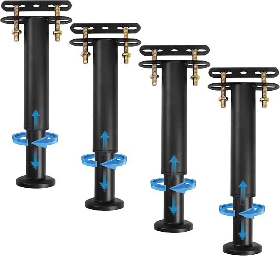 4PCS Adjustable Height Bed Support Legs, 25-42cm Bed Slats Support Legs, Heavy Retractable Furniture Support Feet with Rubber Non-Slip Base for Sofa/Cabinet/Couch/Dresser/Table, Max. load 250 kg