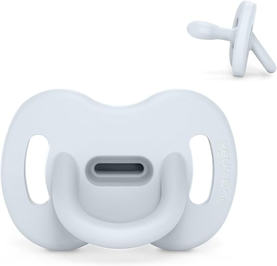 Suavinex, All Silicone Pacifier, for Babies 6/18 Months, with Physiological Teat Sx Pro, Super Soft and Flexible, Ideal for Sleeping, Respects Oral Development, Colour Essence, Ballad Blue