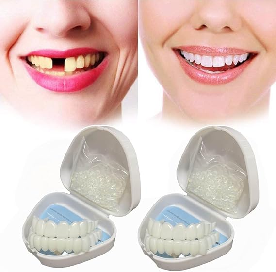 2 Pairs False Teeth Veneers Clip in Veneers Teeth Fake Teeth, Snap on Veneers Teeth Upper And Lower False Teeth Snap on Perfect Smile Confidence in Minutes at Home
