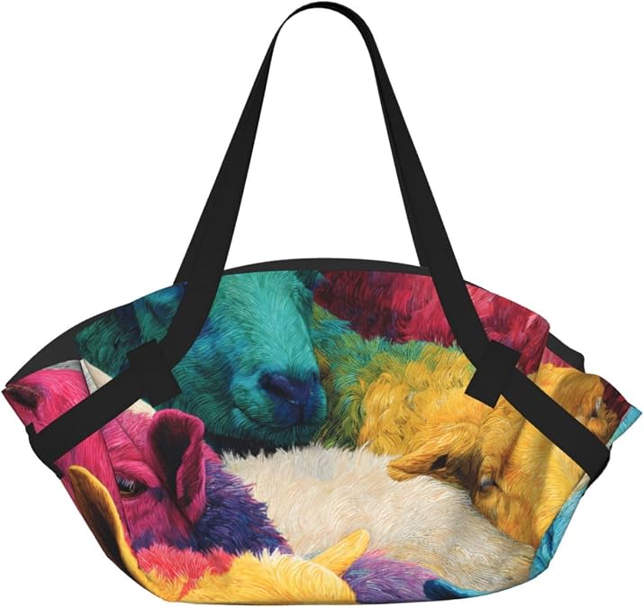 Multiple Colorful Sheep Foldable Camping Bag Comfort and Stylish Multipurpose Thick Durable Spacious Travel Accessory