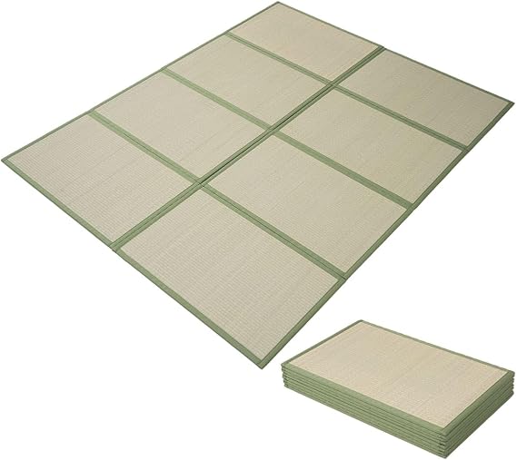 EMOOR Japanese Tatami Mat King (Queen) Natural Rush Grass (Undyed), Foldable Igusa Mattress Floor Sleeping Japanese Futon Mattress Meditation Yoga Zen