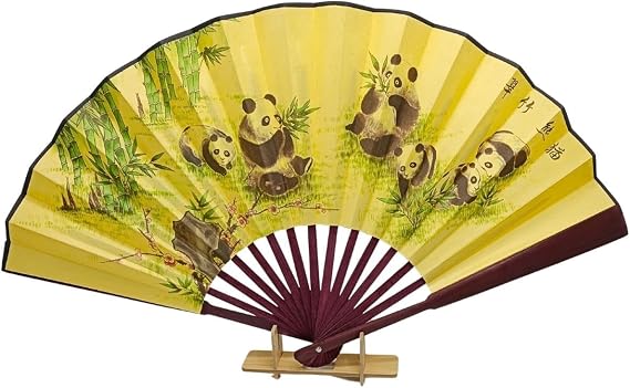 Çin Bambu Keten Kumaş Yelpaze CK03 Büyük Boy 60cm No.3