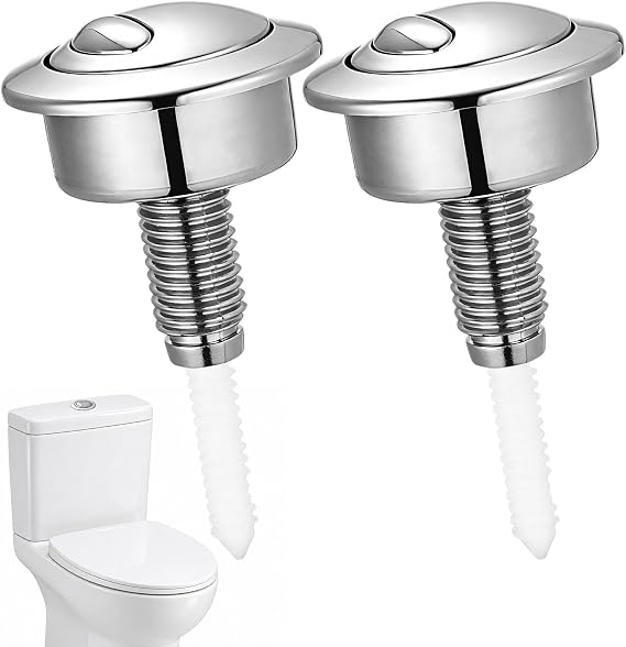2PCS Chrome Dual Flush Push Button，Toilet Push Button Flush Replacement
