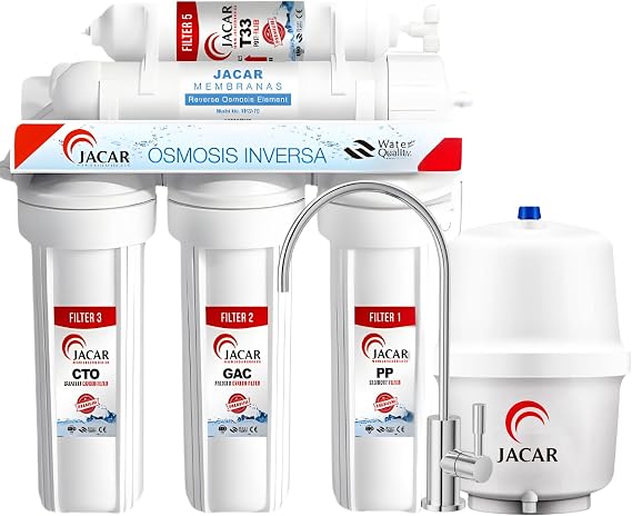 5 Stage Domestic Reverse Osmosis Equipment with 50 Gpd Membrane Includes 5 Stage Reverse Osmosis Filters Organic Coconut, 5 Liter Osmosis Tank, Reverse Osmosis Tap and ABS Frame