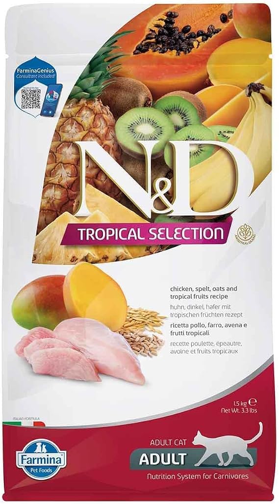 ND N&D Tropical Selection Tavuklu ve Tropikal Meyveli Yetişkin Kedi Maması 1,5 Kg