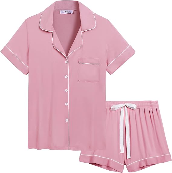 Amorbella Women's Cooling Bamboo Viscose Pyjamas Shorts Set Button Front