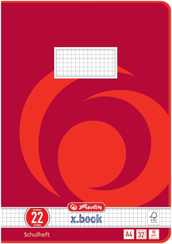Herlitz 340224 Notebook A4, 32 Sheets, Line Style 22, FSC Mix, Pack of 5