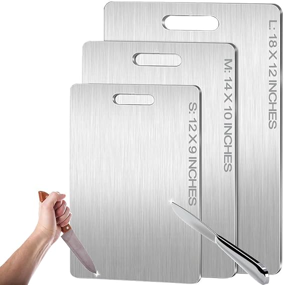 Titanium Cutting Board - 2025 New Upgrade 100% Pure Titanium Cutting Boards for Kitchen Double Sided Non Toxic Titanware Cutting Board,Hygiene Durable Dishwasher Safe Chopping Board (14" L x 10" W)