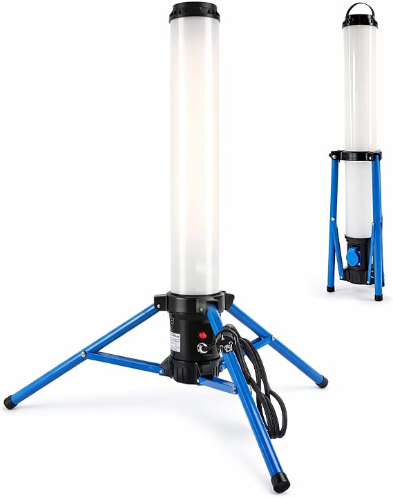 XPOtool LED Tower 100 W 360° Illumination Construction Spotlight 10000 Lumen Work Spotlight with Socket [Energy Class D]