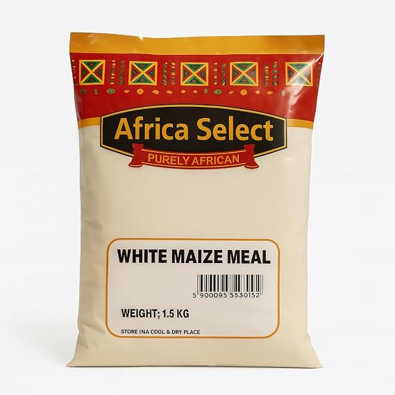 Africa Select Fine Cornmeal 1.5kg - Premium White Maize Meal Flour for Sadza, Ugali, Polenta & Fufu, Natural Gluten Free Fine Grain for African Cooking