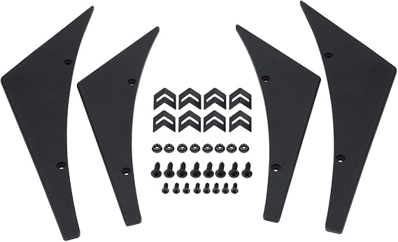 Front Bumper Spoiler Pack of 4 Car Front Bumper Lip Splitter Fins Canards Body Spoiler Universal (Black)