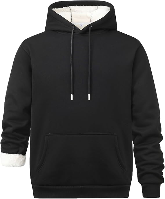 Herren Fleece gefüttert Hoodie mit Taschen Warm Kapuzenpullover