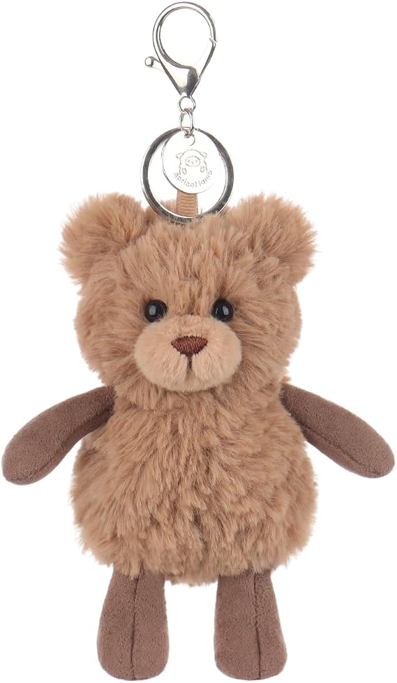 Apricot Lamb Summer Bear Soft Stuffed Plush Keychain Keyring Toys 4.5"