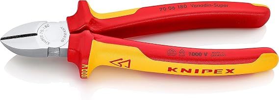 KNIPEX Diagonal Cutter, Chrome-Plated, 180 mm, VDE, 70 06 180