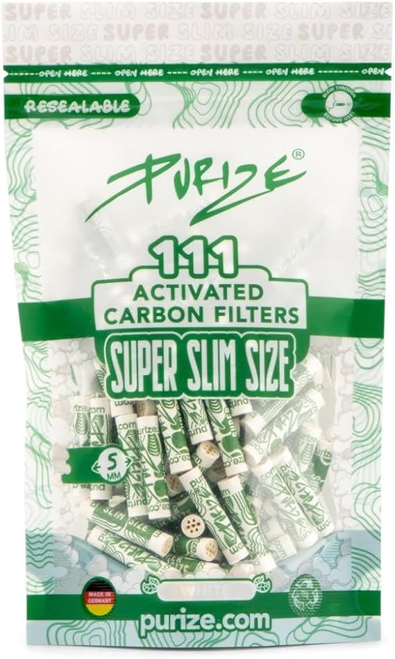 PURIZE® Super Slim Size Activated Carbon Filter 5.5 mm, 111 Pack, White