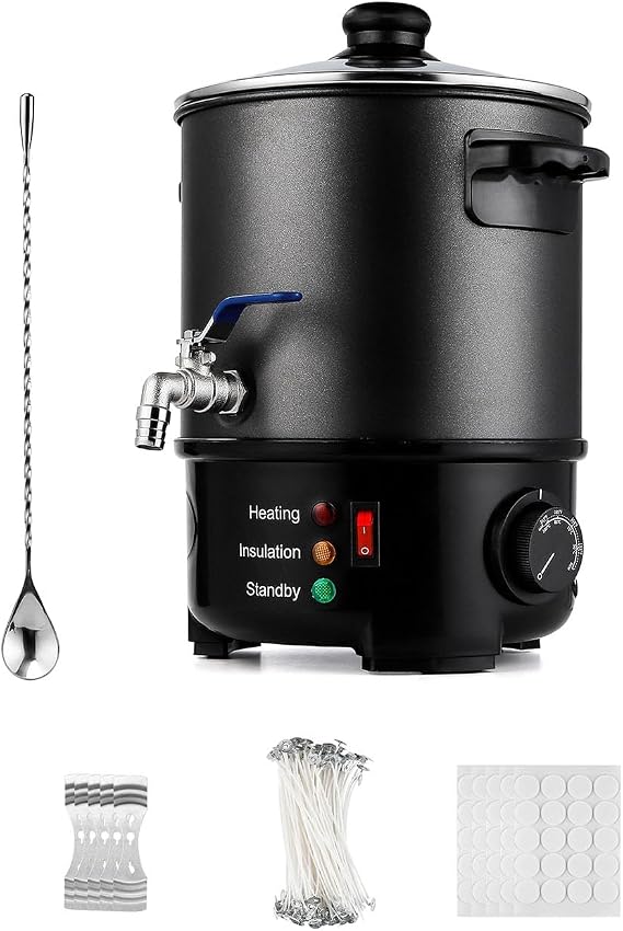 IeBilif Candle-Making Wax Melter, with Brass Wax spout, 6-Litre Capacity | Equipped with a heating element and temperature control, ideal for small-scale commercial or domestic use