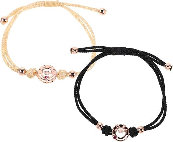 Vibrating Bracelets Long Distance for Couples, Adjustable Woven Wristband