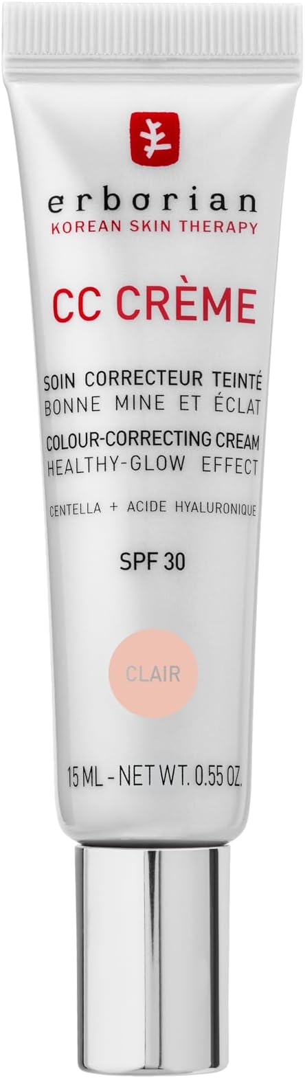 Erborian - CC Cream with Centella Asiatica - Color Correcting Cream with Healthy Glow Effect - Natural and Luminous Finish - Long-Lasting Hydration - Korean Cosmetic Care