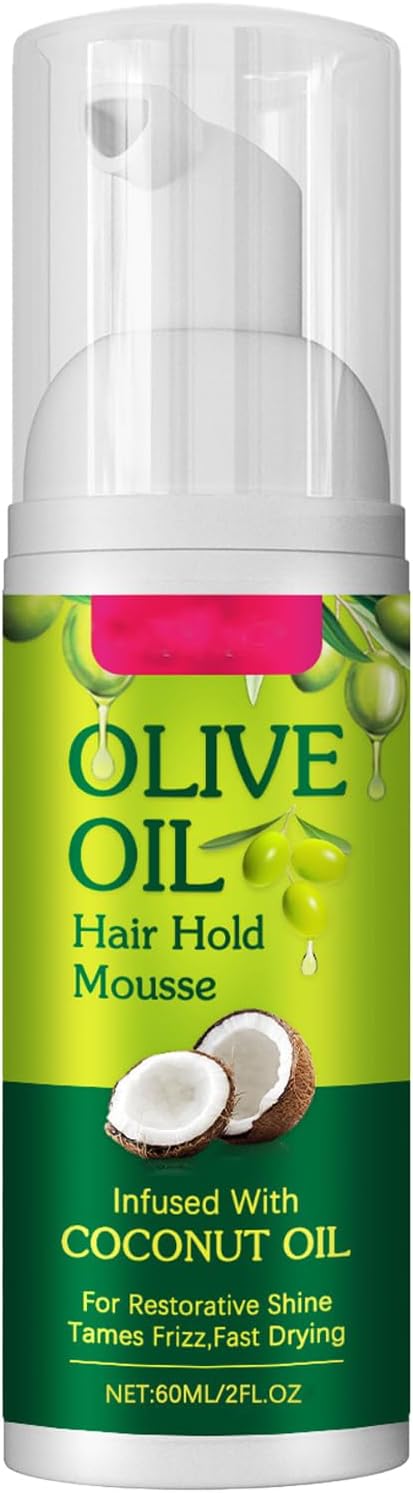 Olive Oil Styling Mousse - Natural Olive Oil Style Curl Defining Mousse - Infused With Nourishing Coconut Oil for Hair Styling - Fast Drying,Moisturizing & Nourishing,Hair Fluffy and Curling Tool