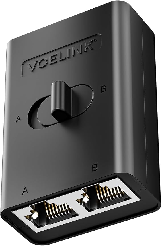 VCELINK Gigabit LAN Ethernet A/B Manual Switch, 1 to 2 Bi-Directional