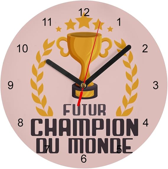 Fabulous Future World Champion Sport Hero Glass Wall Clock Diameter 20 cm Pink