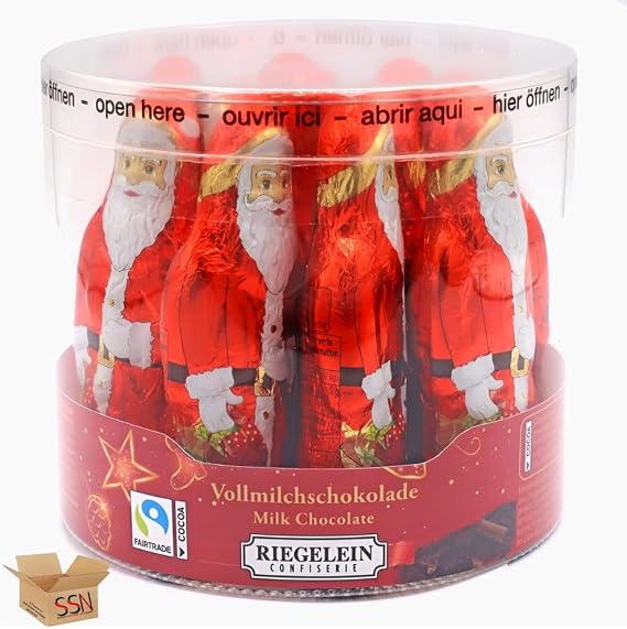 Riegelein Hollow Milk Chocolate Santas Drum, 25g, Foil-Wrapped, Vegetarian (Pack of 1)