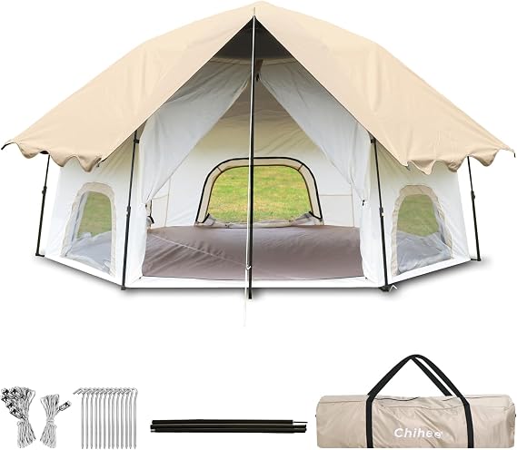 Chihee Pop-Up Stand-up Tent Camping Tents, Family Cabin with Awning Porch 3-Person Outdoor Shelter with Screen Room Large Capacity, Waterproof and Windproof, Easy Setup,Traveling Hiking Picnic
