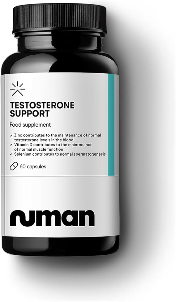 Numan Testosterone Support - Maca Root, Tribulus Terrestris, Zinc, Ginseng - Testosterone Supplements for Men, Essential Vitamins & Minerals - 1100mg per Serving - 60 Capsules
