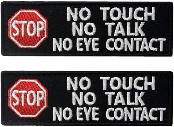 Service Dog No Touch No Talk 警告ベスト/ハーネス タクティカル ミリタリー モラールバッジエンブレム 刺繍ファスナー フックアンドループパッチアップリケ 3.93 x 1.18インチ 2個入り
