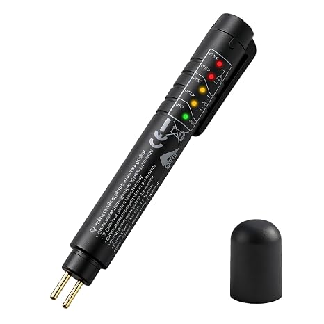 ブレーキフルードリキッドテスターペン、5つのledインジケーター付きブレーキフルード水分テスター、dot3 Dot4 Dot5.1カー診断診断テストペン、高精度油圧液体オイル水分計。